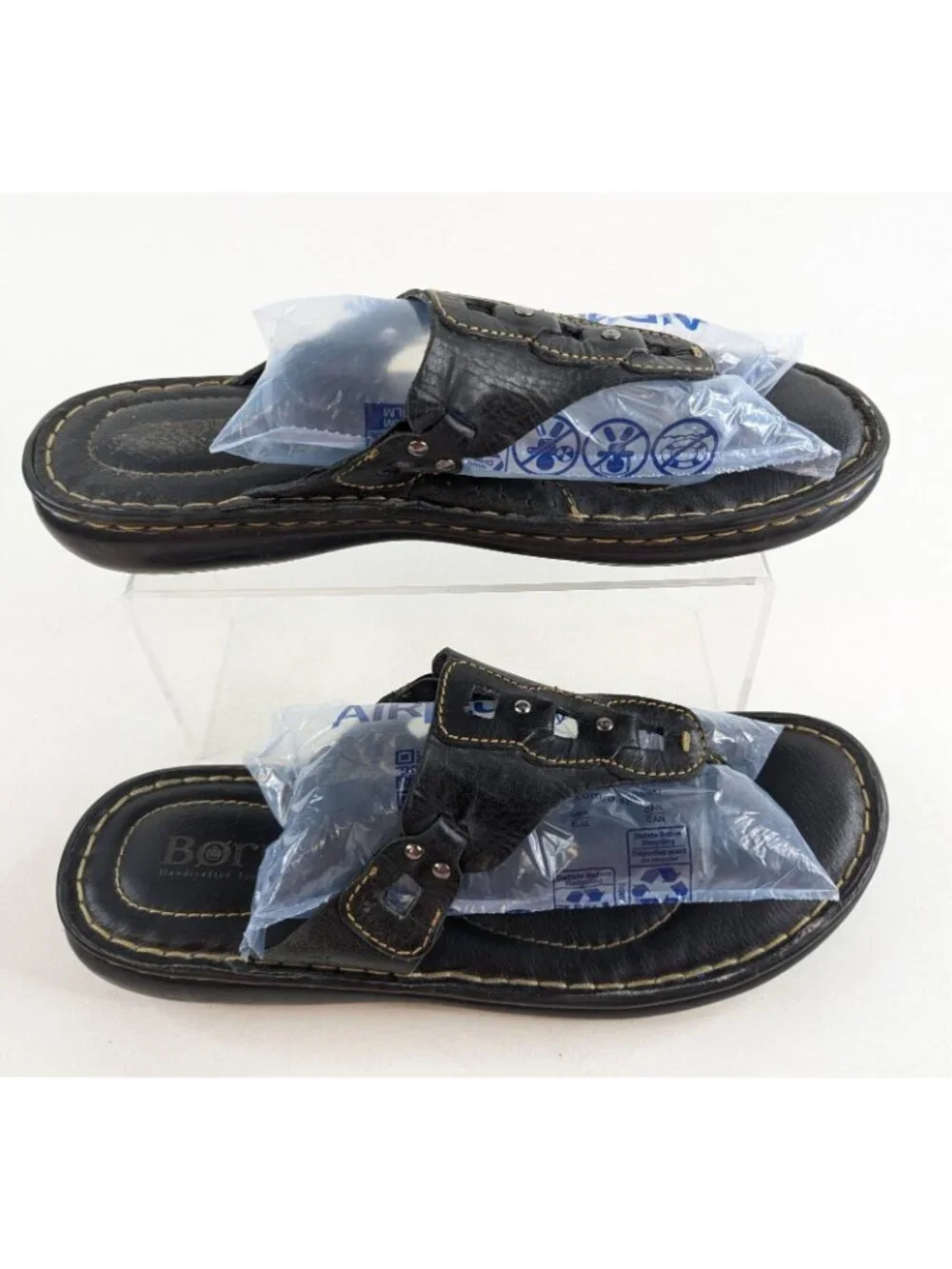 Born Sandal Women’s Size 10 Black Leather Flip Flops Thong Comfort Beachy - Picture 4 of 10
